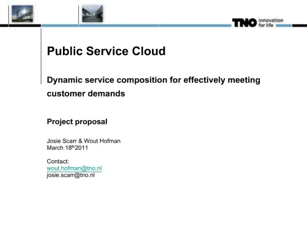 Public Service Cloud Dynamic service composition for effectively meeting customer demands Project proposal