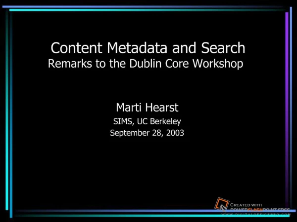 Content Metadata and Search