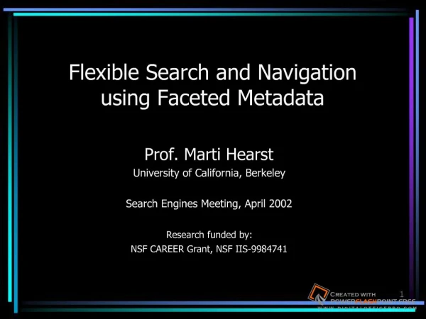 Flexible Search and Navigation using Faceted Metadata