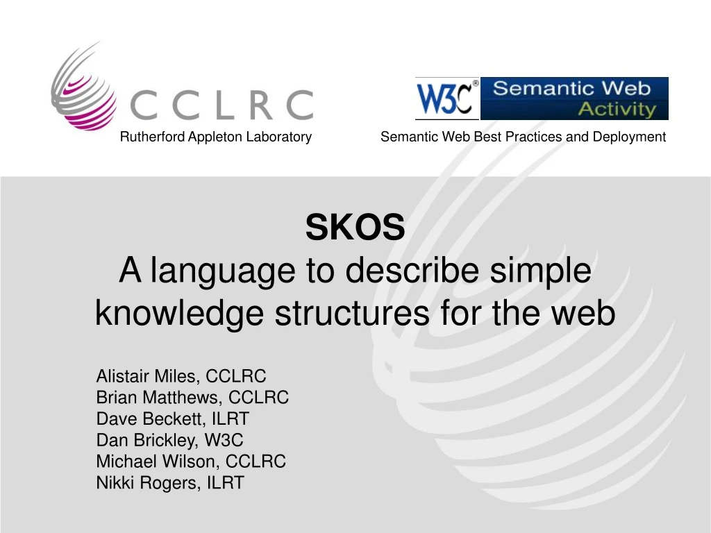 skos a language to describe simple knowledge structures for the web