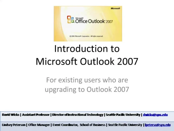 Introduction to Microsoft Outlook 2007