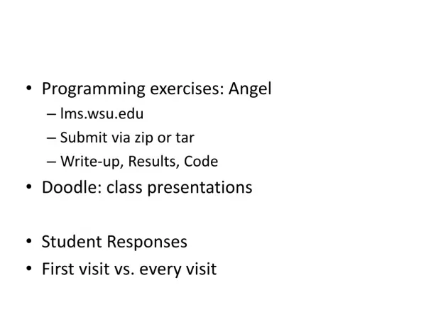 Programming exercises: Angel lmsu Submit via zip or tar Write-up, Results, Code