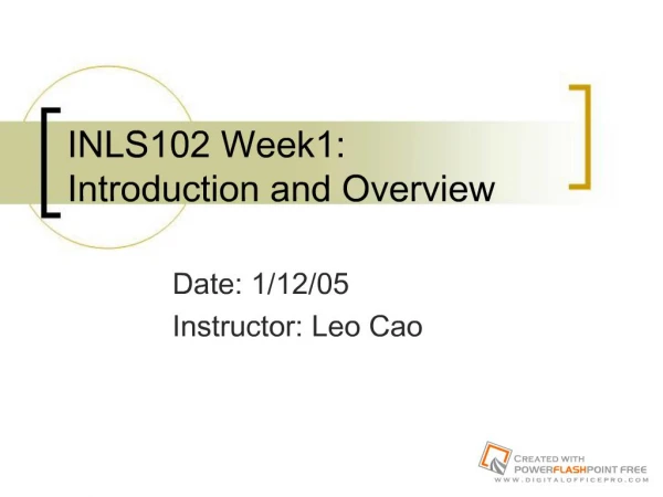 INLS102 Week1: