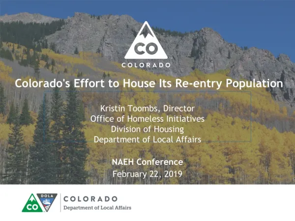 Colorado's Effort to House Its Re-entry Population
