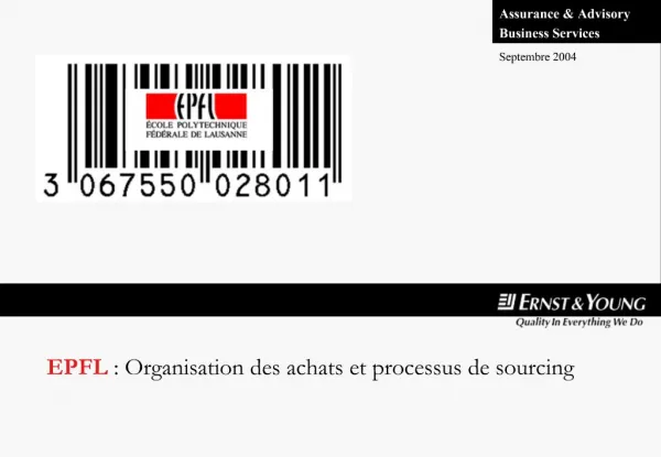 EPFL : Organisation des achats et processus de sourcing