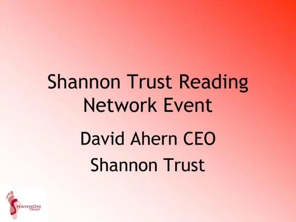 Shannon Trust Reading Network Event