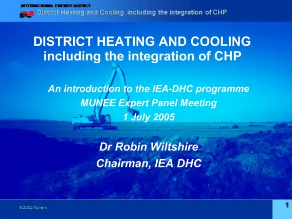 DISTRICT HEATING AND COOLING including the integration of CHP