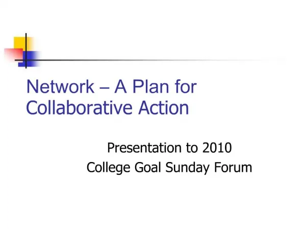 Network A Plan for Collaborative Action