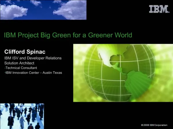 IBM Project Big Green for a Greener World