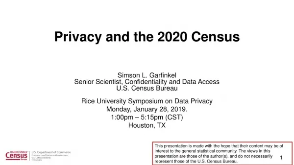 Privacy and the 2020 Census