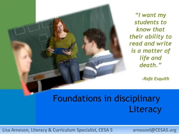 Foundations in disciplinary Literacy