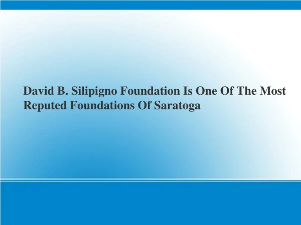 David B. Silipigno Foundation Is One Of The Most Reputed Foundations Of Saratoga