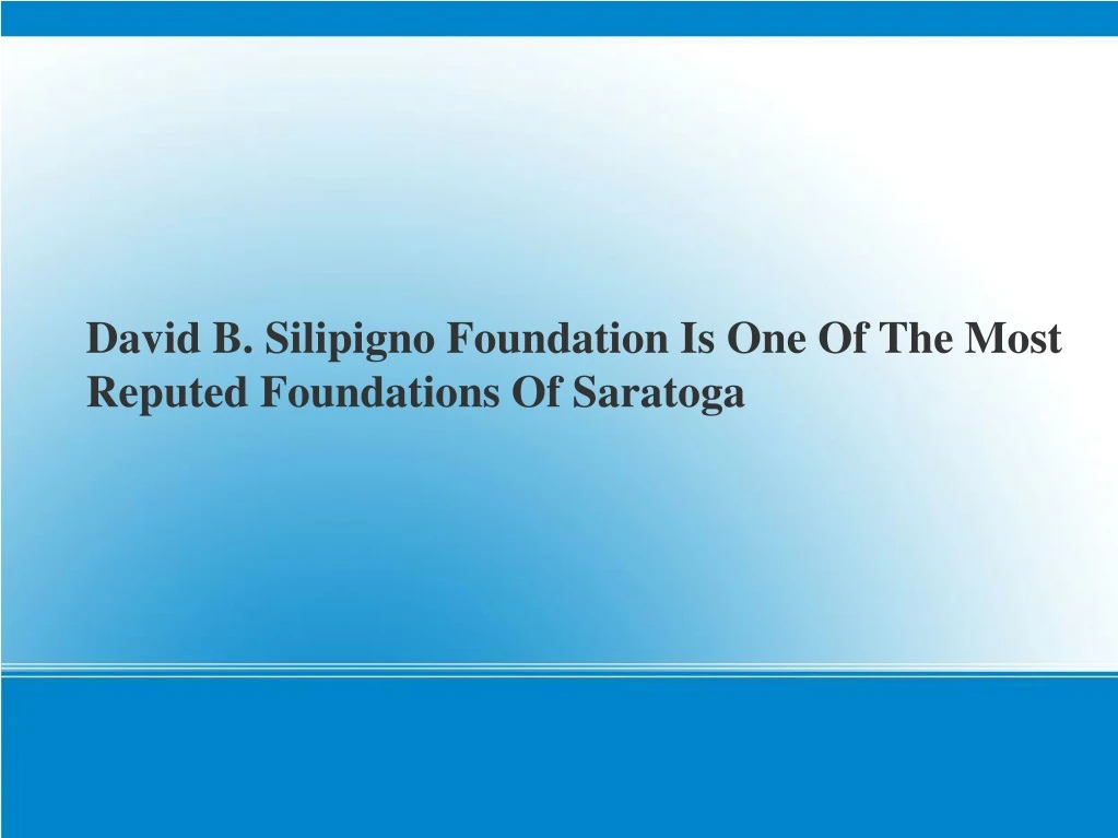 david b silipigno foundation is one of the most