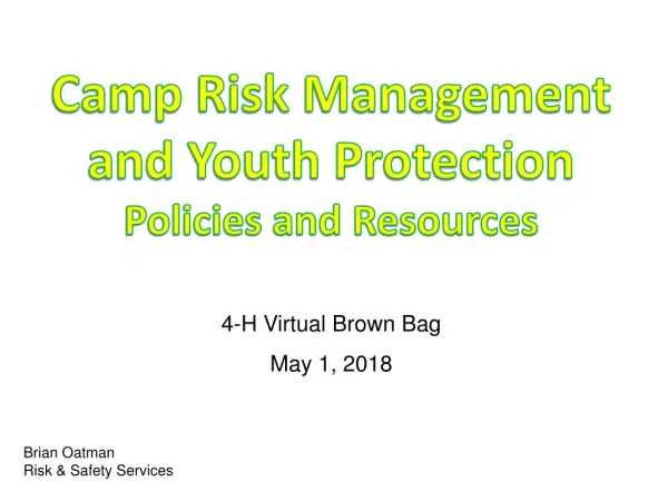 Camp Risk Management and Youth Protection Policies and Resources