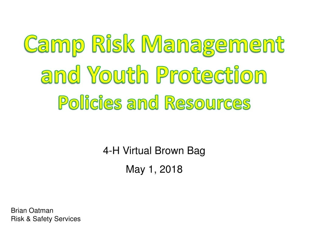 camp risk management and youth protection policies and resources