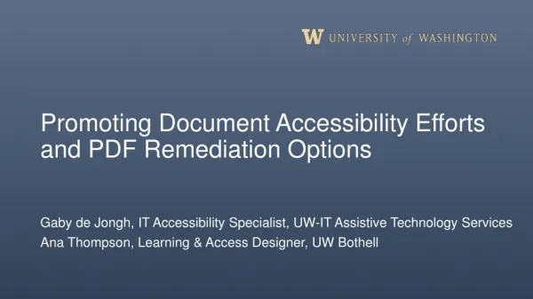 Promoting Document Accessibility Efforts and PDF Remediation Options