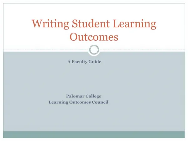Writing Student Learning Outcomes