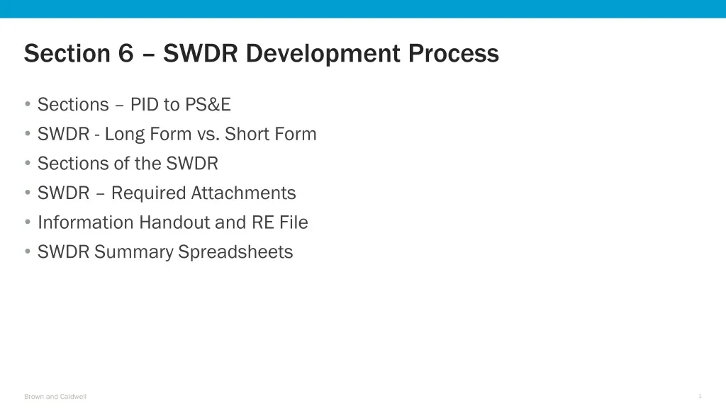section 6 swdr development process