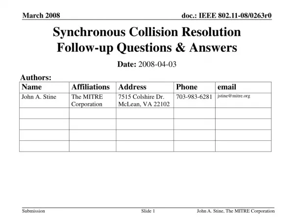 Synchronous Collision Resolution Follow-up Questions &amp; Answers