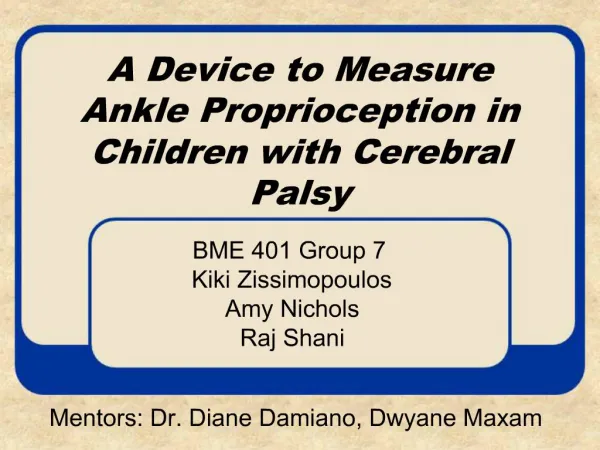 A Device to Measure Ankle Proprioception in Children with Cerebral Palsy