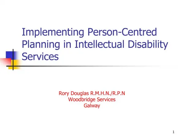 Implementing Person-Centred Planning in Intellectual Disability Services