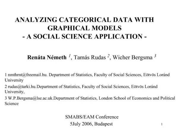 ANALYZING CATEGORICAL DATA WITH GRAPHICAL MODELS - A SOCIAL SCIENCE APPLICATION -