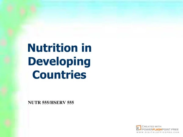 Nutrition in Developing Countries