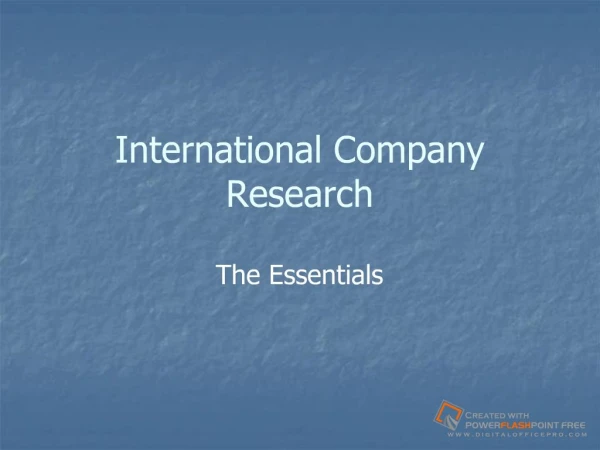 International Company Research