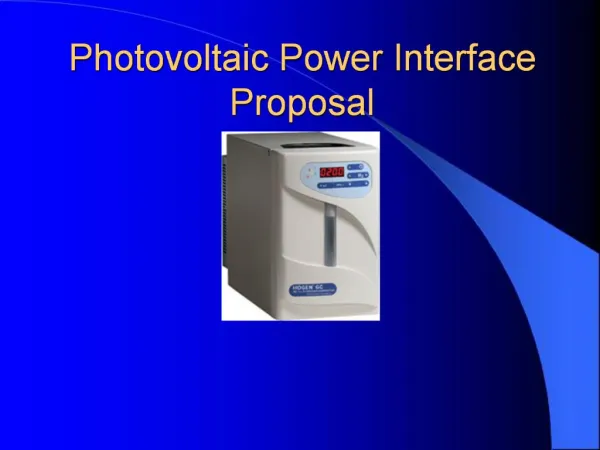 Photovoltaic Power Interface Proposal