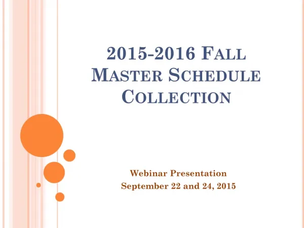 2015-2016 Fall Master Schedule Collection