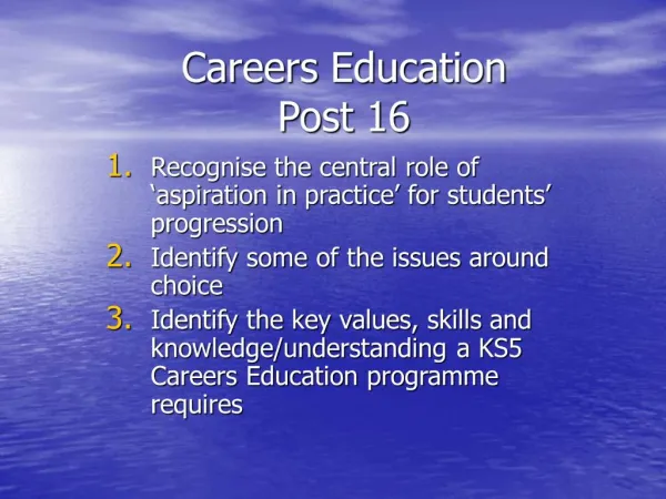 Careers Education Post 16