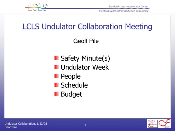 LCLS Undulator Collaboration Meeting