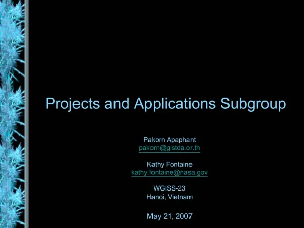 Projects and Applications Subgroup