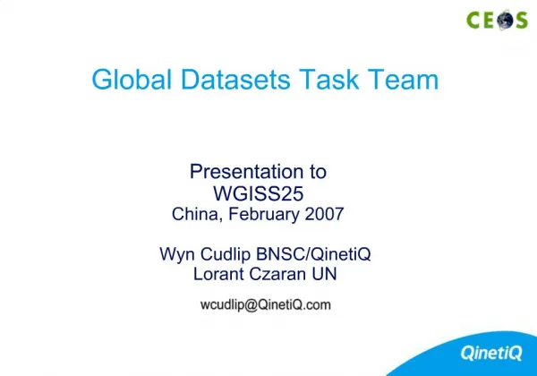 Global Datasets Task Team
