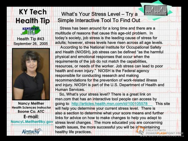 Health Tip 43-Nancy Meither
