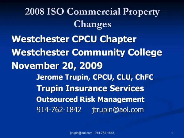 2008 ISO Commercial Property Changes