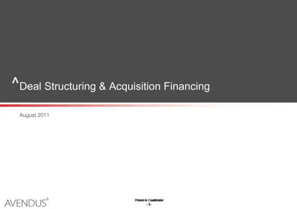 Deal Structuring Acquisition Financing