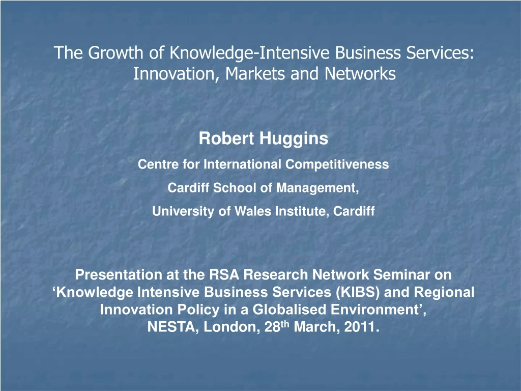 the growth of knowledge intensive business