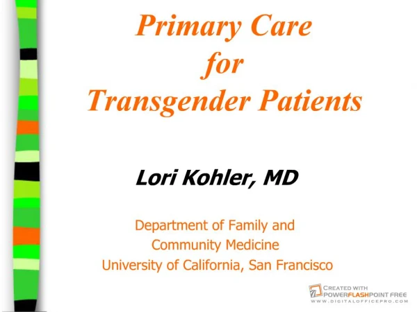 Primary Care for Transgender Patients