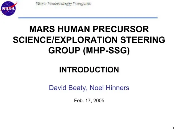 MARS HUMAN PRECURSOR SCIENCE