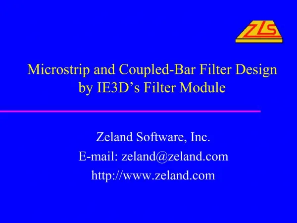 Microstrip and Coupled-Bar Filter Design by IE3D s Filter Module