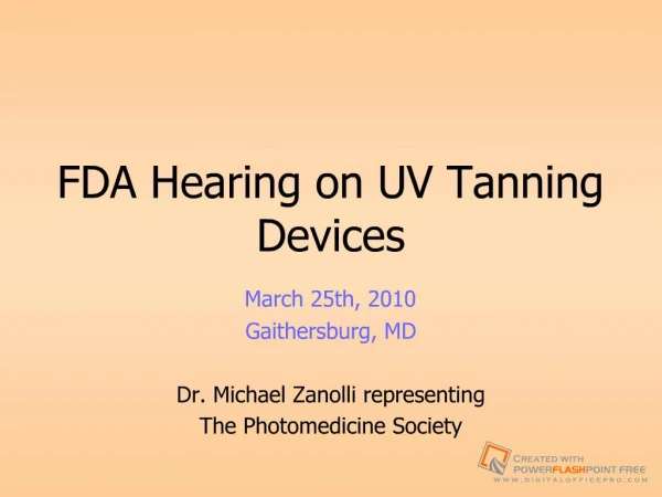 FDA Hearing on UV Tanning Devices