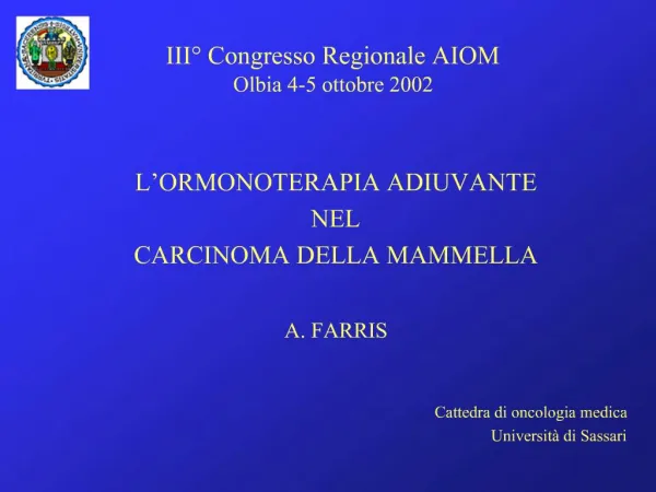 III Congresso Regionale AIOM Olbia 4-5 ottobre 2002
