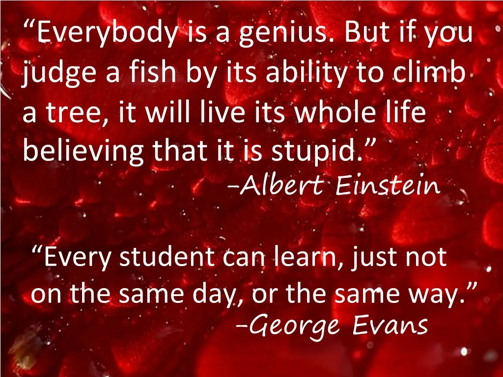 every student can learn just not on the same day or the same way george evans