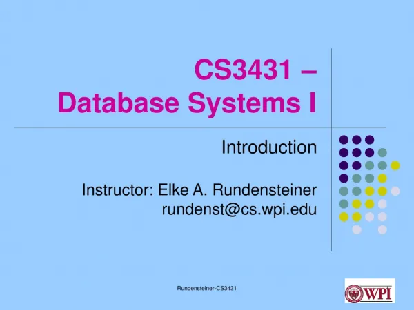 CS3431 – Database Systems I