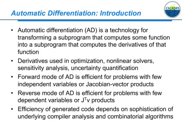 Automatic Differentiation: Introduction