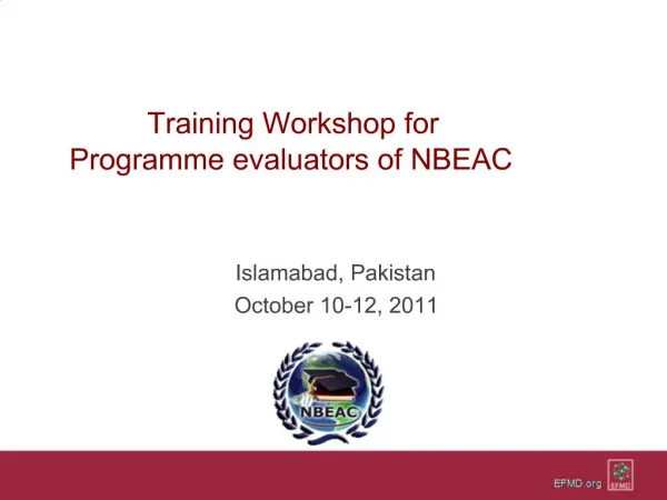 Training Workshop for Programme evaluators of NBEAC