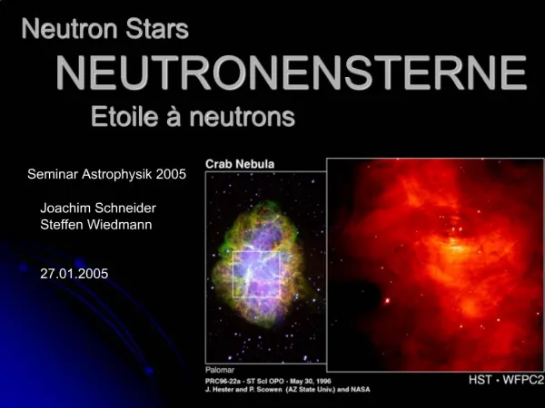 Neutron Stars NEUTRONENSTERNE Etoile neutrons
