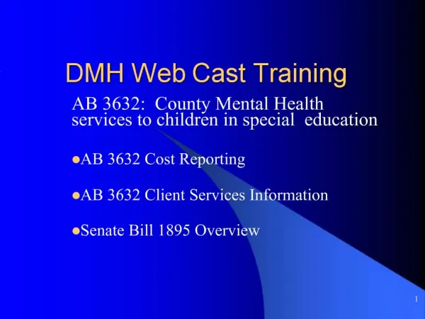 DMH Web Cast Training