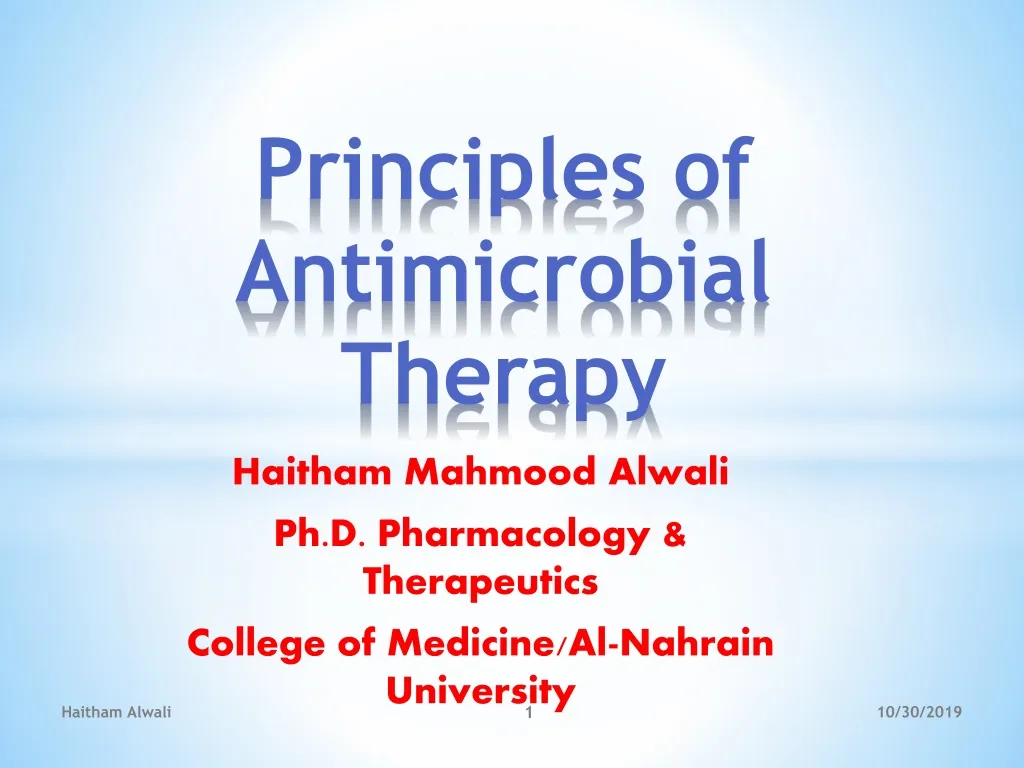 principles of antimicrobial therapy